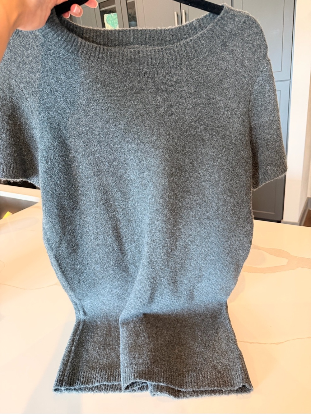 Soft Heather Gray Short-Sleeve Knit Sweater dress